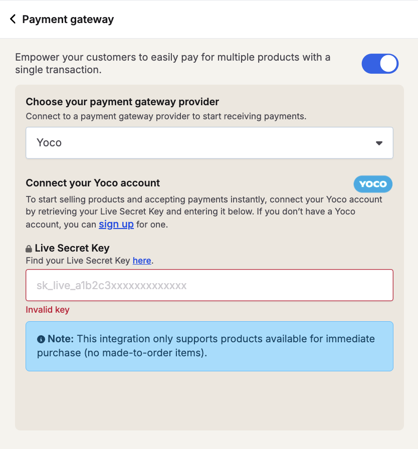 Yoco Interface How to connect my Yoco payment gateway to my Savvy Commerce Store